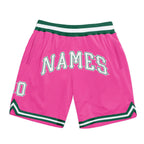 Custom Pink White-Kelly Green Authentic Throwback Basketball Shorts photo 1