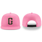 Custom Pink Black-Old Gold Stitched Adjustable Snapback Hat