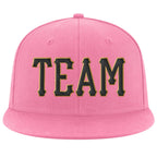 Custom Pink Black-Old Gold Stitched Adjustable Snapback Hat photo 2