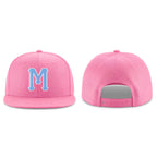 Custom Pink Light Blue-White Stitched Adjustable Snapback Hat