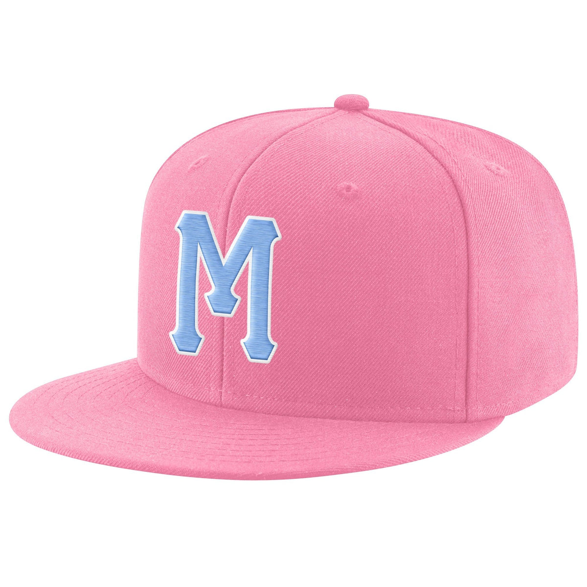 Custom Pink Light Blue-White Stitched Adjustable Snapback Hat photo 1
