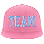 Custom Pink Light Blue-White Stitched Adjustable Snapback Hat photo 2