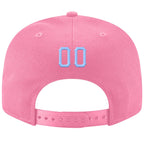 Custom Pink Light Blue-White Stitched Adjustable Snapback Hat photo 3