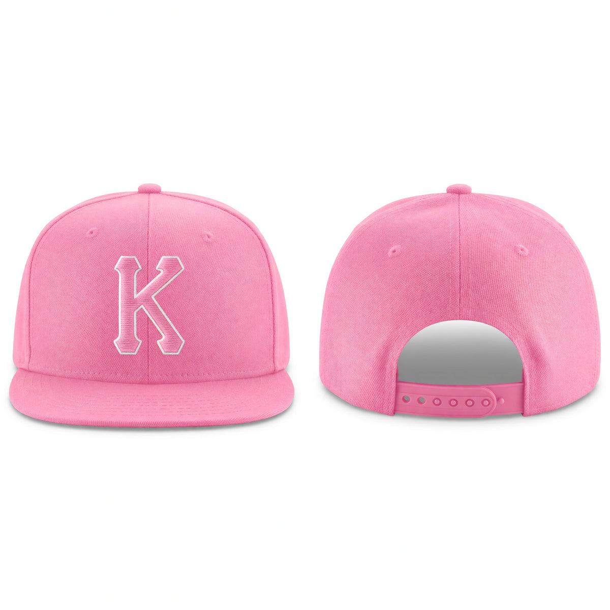 Custom Pink Pink-White Stitched Adjustable Snapback Hat