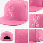 Custom Pink Pink-White Stitched Adjustable Snapback Hat detail