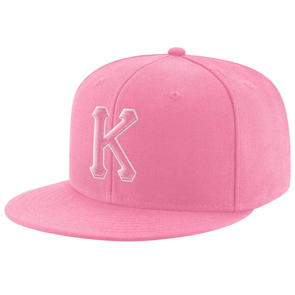 Custom Pink Pink-White Stitched Adjustable Snapback Hat photo 1
