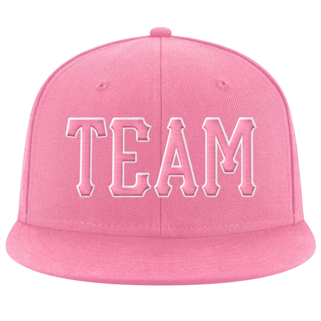 Custom Pink Pink-White Stitched Adjustable Snapback Hat photo 2