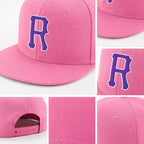 Custom Pink Purple-White Stitched Adjustable Snapback Hat detail