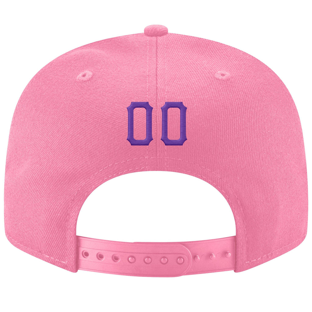 Custom Pink Purple-White Stitched Adjustable Snapback Hat photo 3