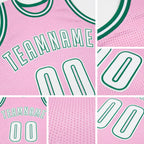 Custom Light Pink White-Kelly Green Authentic Throwback Basketball Jersey detail