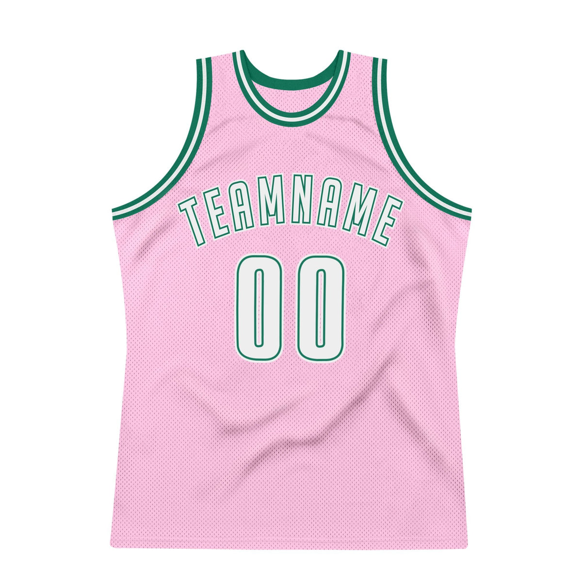 Custom Light Pink White-Kelly Green Authentic Throwback Basketball Jersey photo 4