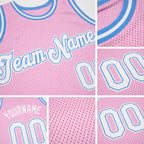 Custom Light Pink White-Light Blue Authentic Throwback Basketball Jersey detail