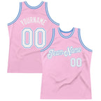 Custom Light Pink White-Light Blue Authentic Throwback Basketball Jersey photo 1