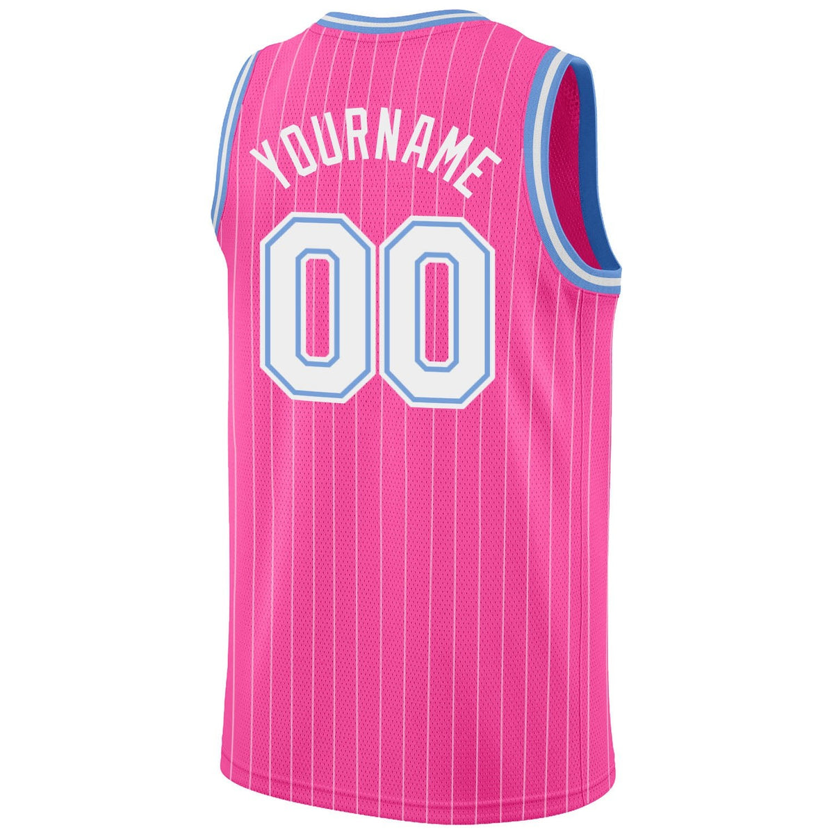 Custom Pink White Pinstripe White-Light Blue Authentic Basketball Jersey photo 5