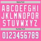 Custom Pink White-Light Blue Hockey Jersey photo 4