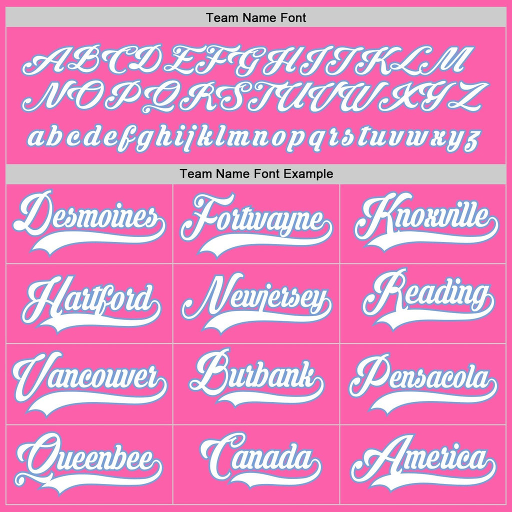 Custom Pink White-Light Blue Hockey Jersey photo 5