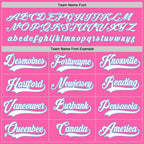Custom Pink White-Light Blue Hockey Jersey photo 5