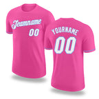 Custom Pink White-Light Blue Performance T-Shirt
