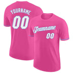 Custom Pink White-Light Blue Performance T-Shirt photo 1