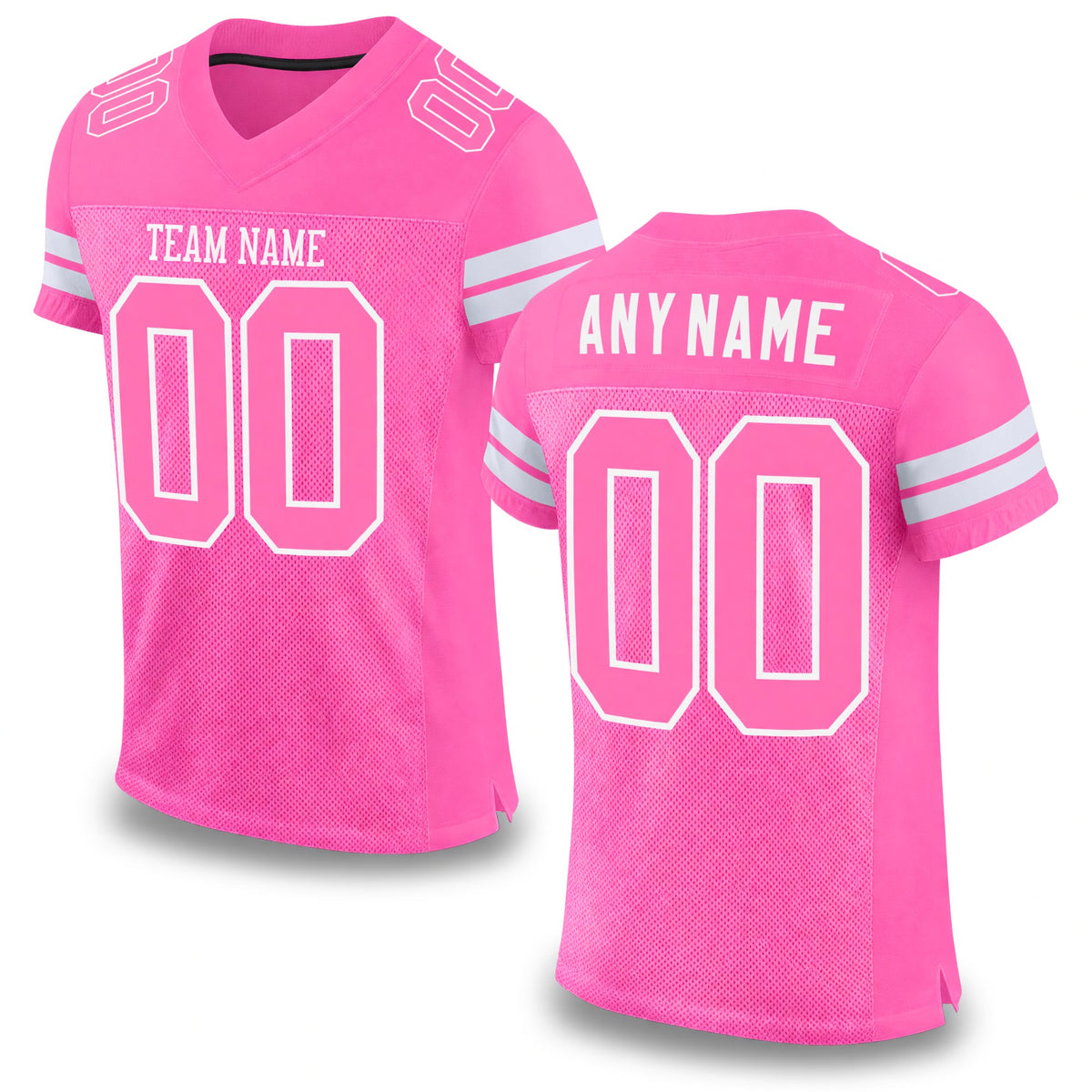 Custom Pink Pink-White Mesh Authentic Football Jersey