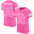 Custom Pink Pink-White Mesh Authentic Football Jersey photo 1