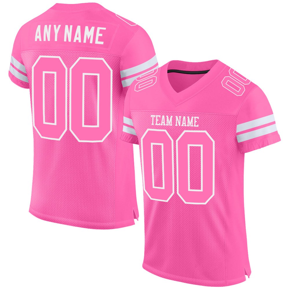 Custom Pink Pink-White Mesh Authentic Football Jersey photo 1