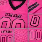Custom Pink Pink-Black Mesh Authentic Football Jersey detail