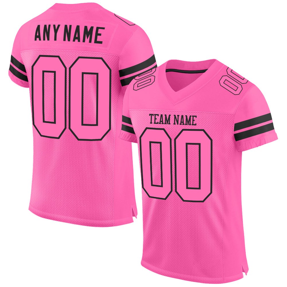 Custom Pink Pink-Black Mesh Authentic Football Jersey photo 1