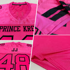 Custom Pink Pink-Black Mesh Authentic Football Jersey photo 2
