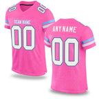 Custom Pink White-Light Blue Mesh Authentic Football Jersey