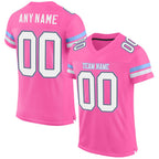 Custom Pink White-Light Blue Mesh Authentic Football Jersey photo 1