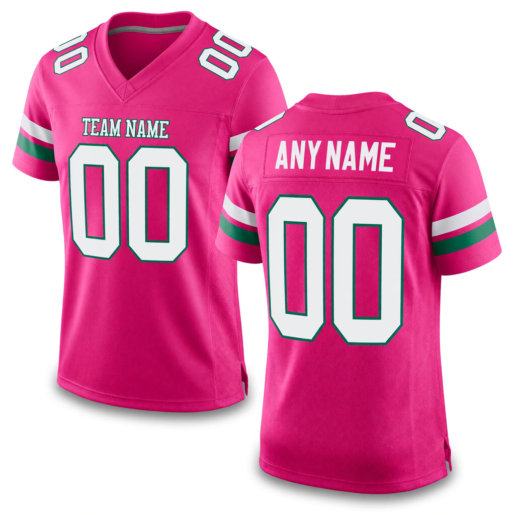 Custom Pink White-Kelly Green Mesh Authentic Football Jersey