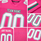 Custom Pink White-Kelly Green Mesh Authentic Football Jersey detail
