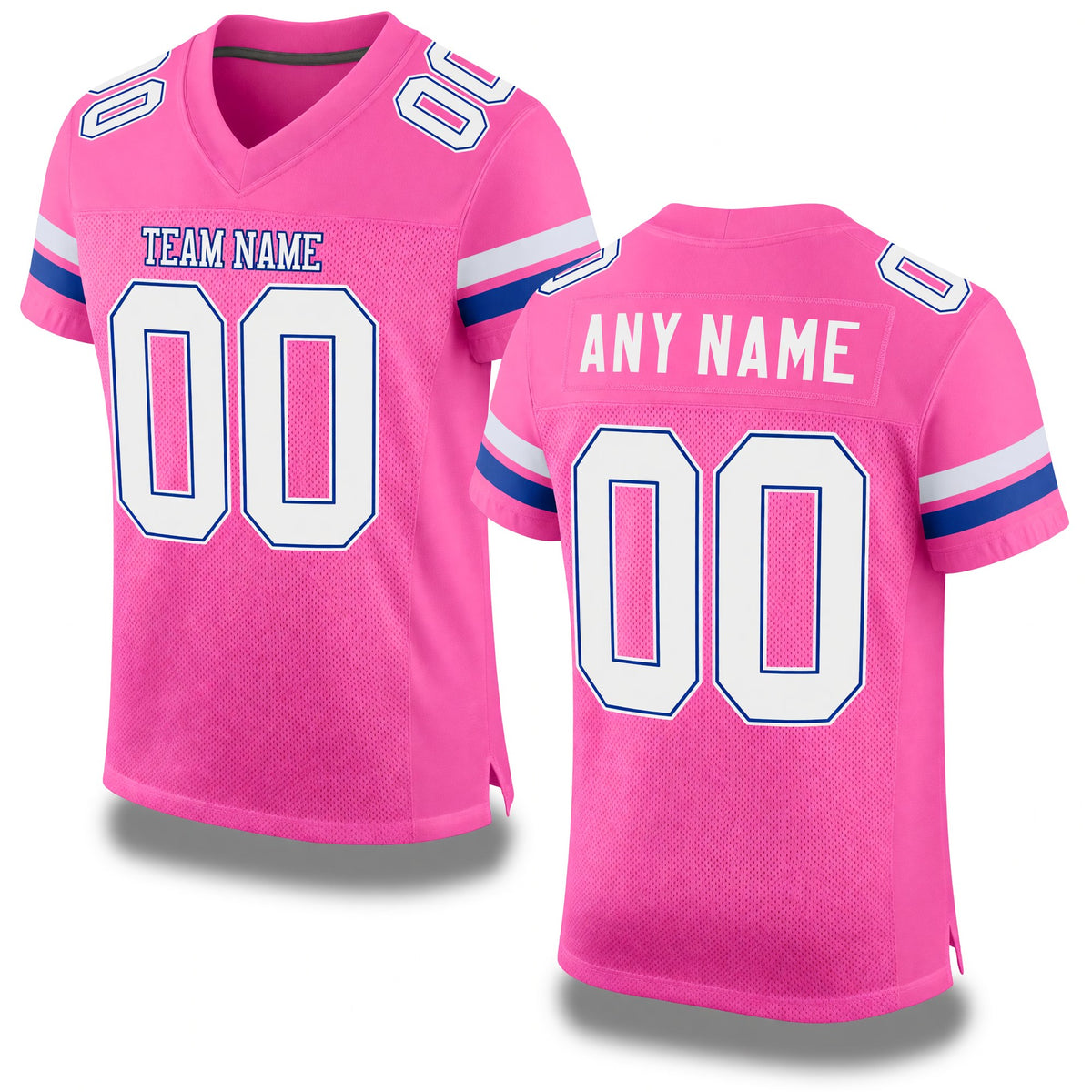 Custom Pink White-Royal Mesh Authentic Football Jersey