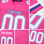 Custom Pink White-Royal Mesh Authentic Football Jersey detail