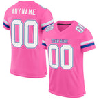 Custom Pink White-Royal Mesh Authentic Football Jersey photo 1