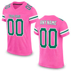 Custom Pink Kelly Green-White Mesh Authentic Football Jersey