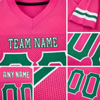 Custom Pink Kelly Green-White Mesh Authentic Football Jersey detail
