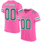 Custom Pink Kelly Green-White Mesh Authentic Football Jersey photo 1