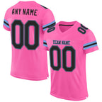 Custom Pink Black-Light Blue Mesh Authentic Football Jersey photo 1