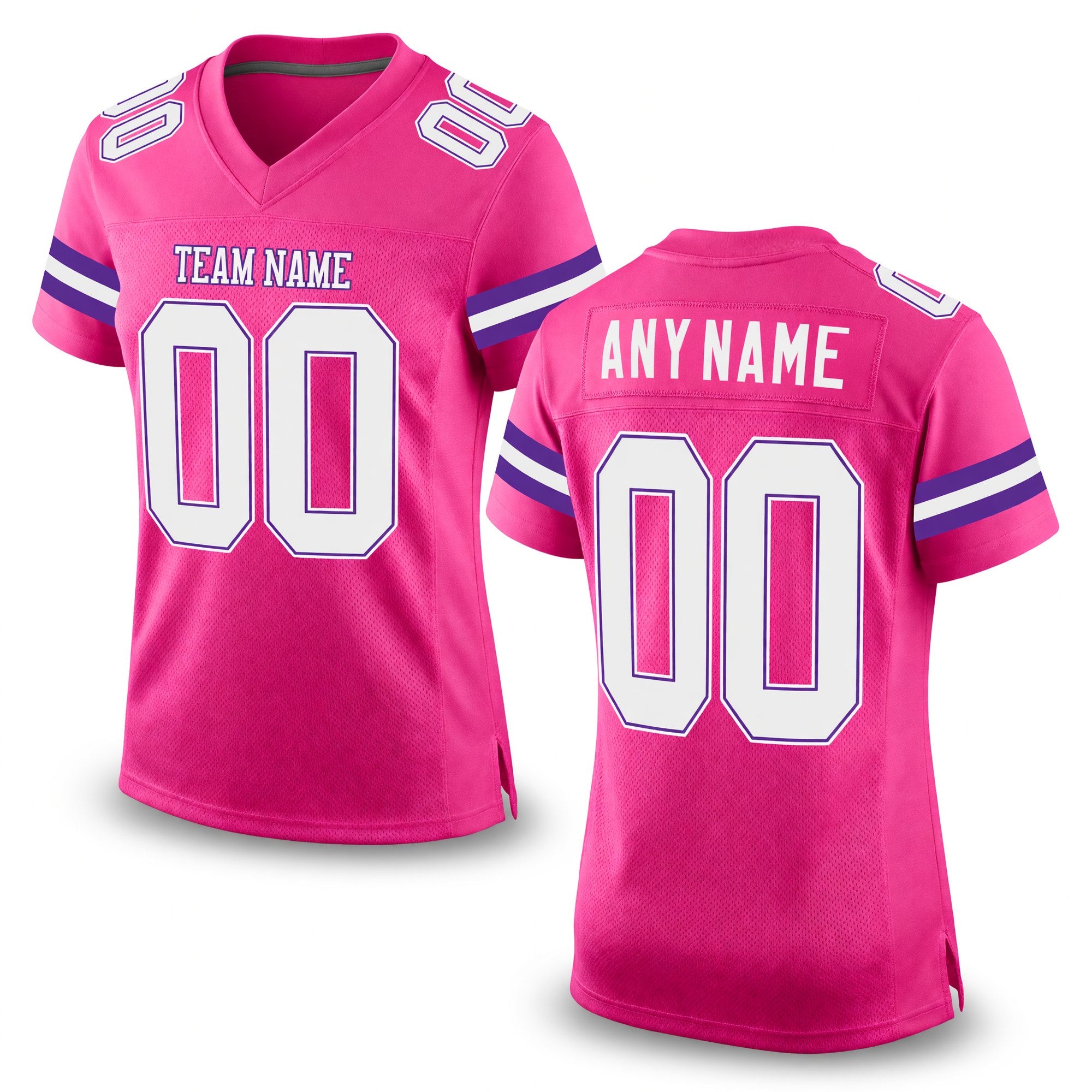 Custom Pink White-Purple Mesh Authentic Football Jersey