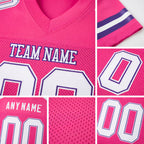 Custom Pink White-Purple Mesh Authentic Football Jersey detail