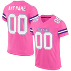 Custom Pink White-Purple Mesh Authentic Football Jersey photo 1