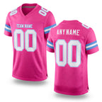 Custom Pink White-Light Blue Mesh Authentic Football Jersey