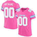Custom Pink White-Light Blue Mesh Authentic Football Jersey photo 1