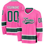 Custom Pink Green-White Hockey Jersey photo 1