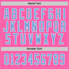 Custom Pink Light Blue-White Hockey Jersey photo 2