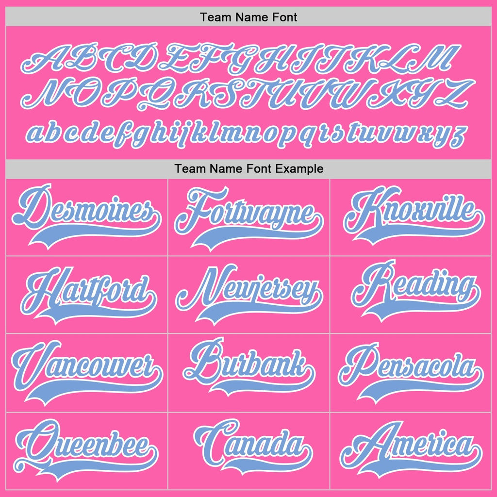 Custom Pink Light Blue-White Hockey Jersey photo 3