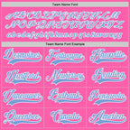Custom Pink Light Blue-White Hockey Jersey photo 3