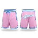 Custom Light Pink White-Light Blue Authentic Throwback Basketball Shorts